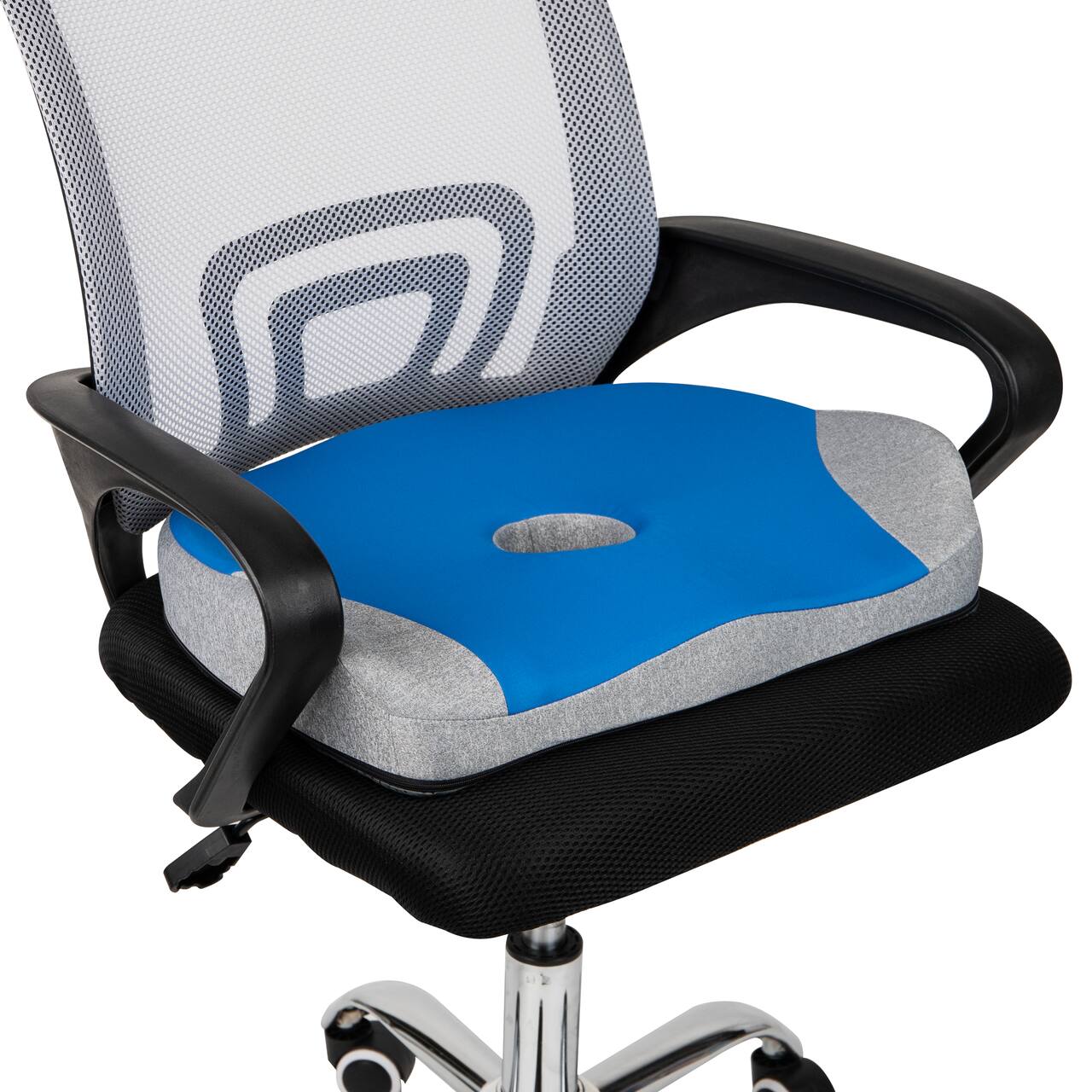 Mind Reader Harmony Collection Blue & Gray Memory Foam Ergonomic Seat Cushion